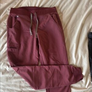 Figs Maroon Utility Pants
